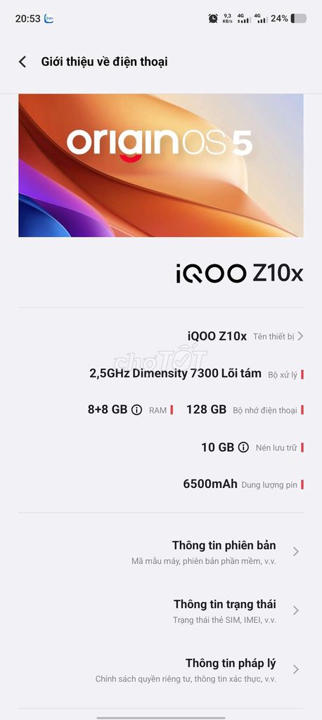iQOO Z10x 8GB/128GB Xanh 90%. Mua bán Điện thoại tại Huyện Thanh Oai Hà Nội được đăng bởi Thắng hình 1