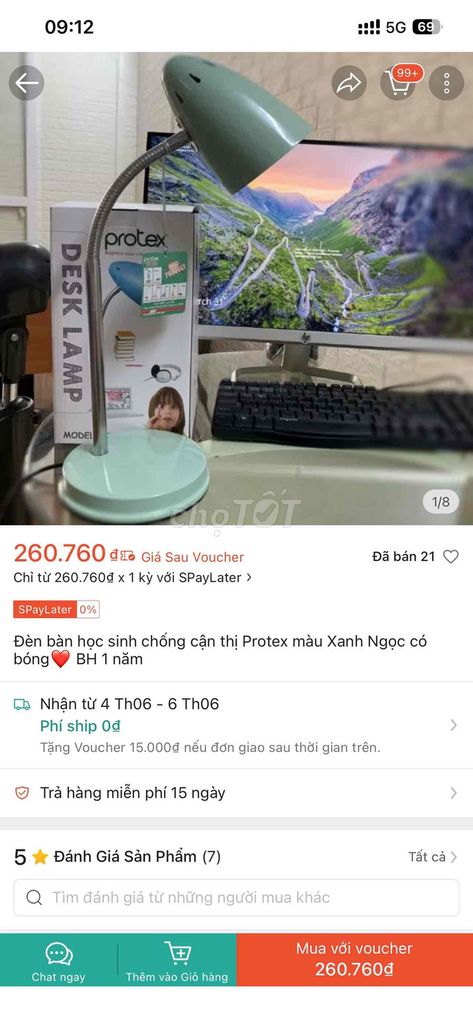 Đèn học Protex Xanh ngọc Chống cận. Mua bán Đèn tại Quận 6 Tp Hồ Chí Minh được đăng bởi Tường Vi hình 1