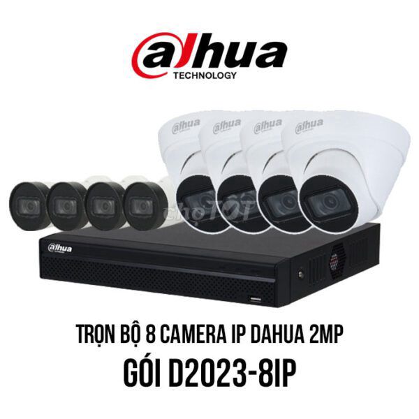 Trọn bộ 8 camera IP Dahua 2MP giá rẻ thạch thất