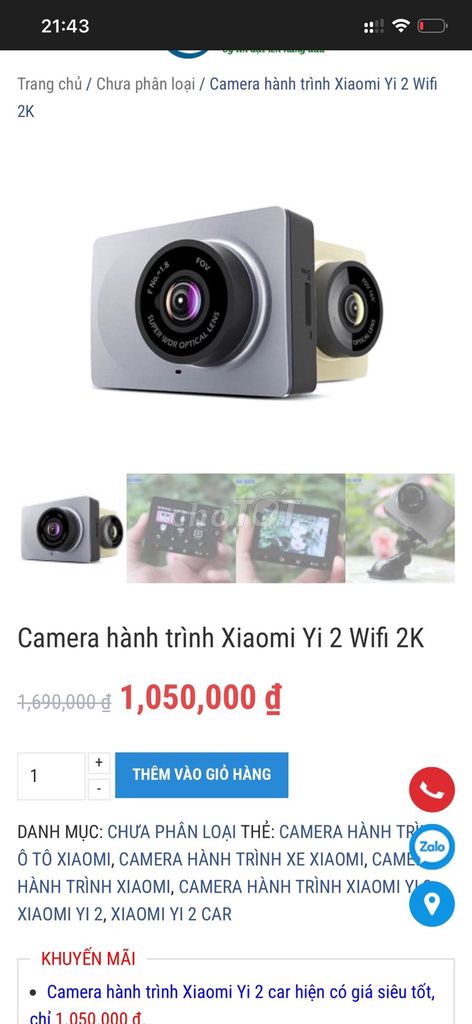 Camera hành trình Xiaomi Yi 2 Wifi 2K Xám. Mua bán Máy ảnh, Máy quay tại Quận 5 Tp Hồ Chí Minh được đăng bởi Hội Đồ Điện Tử hình 1