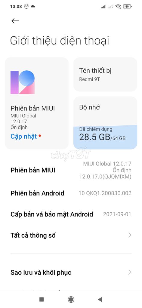 Xiaomi Redmi 9T 64GB. Mua bán Điện thoại tại Huyện Thanh Trì Hà Nội được đăng bởi bùi văn cao hình 1