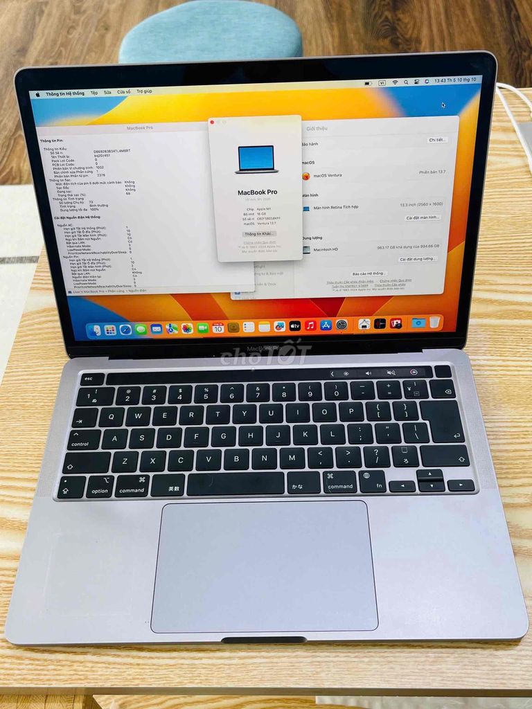 Macbook Pro M1 16/1TB touchbar xám