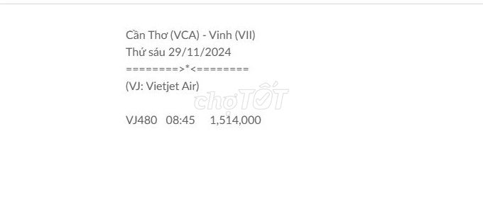 Cần Thơ (VCA) - Vinh (VII) Thứ sáu 29/11/2024