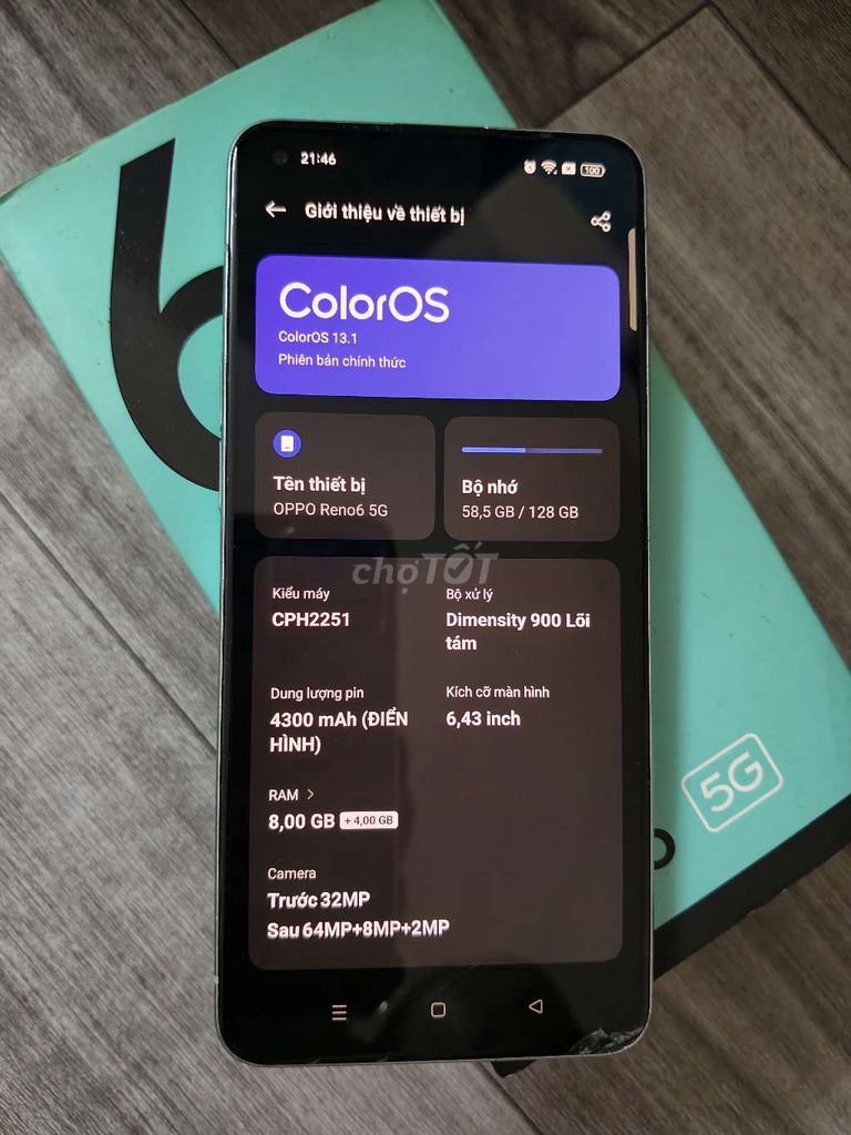 OPPO Reno6 5G 128GB Xanh. Mua bán Điện thoại tại Quận 7 Tp Hồ Chí Minh được đăng bởi Lê văn minh hình 1