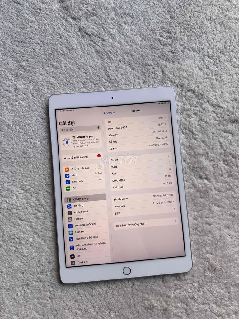 Apple iPad Gen 7 32GB Bạc. Mua bán Máy tính bảng tại Huyện Gia Lâm Hà Nội được đăng bởi Tú Anh hình 1