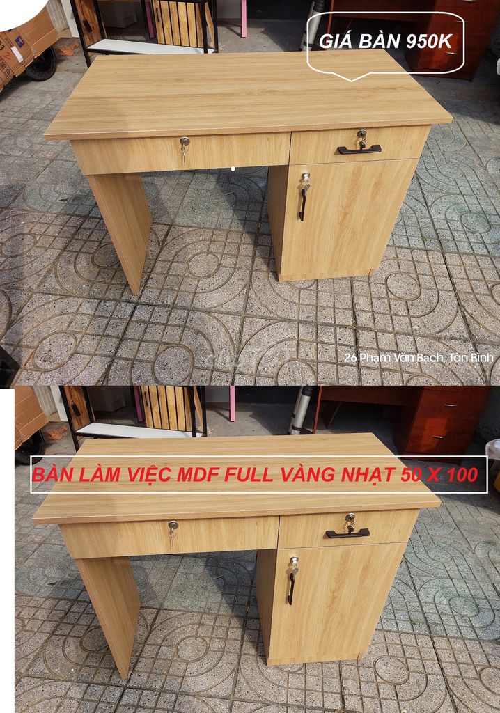 BÀN LÀM VIỆC CÔNG TY FULL MDF VÀNG NHẠT DÀY 17MM