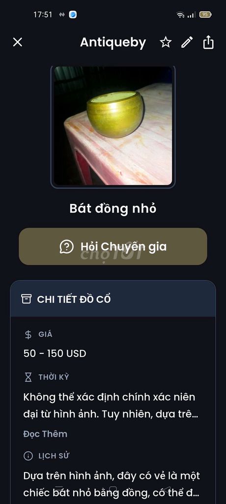Đồ cổ Đồng Vàng Hư hỏng nhẹ. Mua bán Đồ sưu tầm, đồ cổ tại Huyện U Minh Cà Mau được đăng bởi Đại Nghĩa hình 1