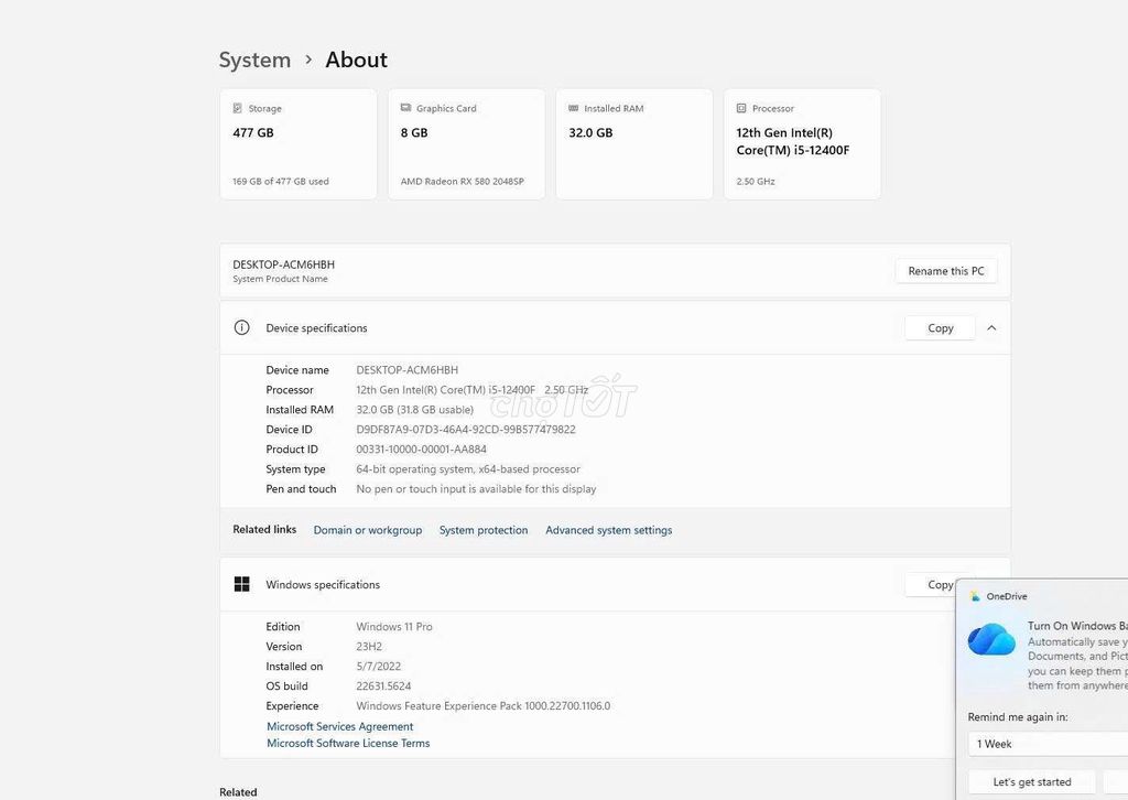 Máy tính để bàn i5-12400F 27 inch. Mua bán Máy tính để bàn tại Quận Cẩm Lệ Đà Nẵng được đăng bởi Nguyễn Diễn hình 1