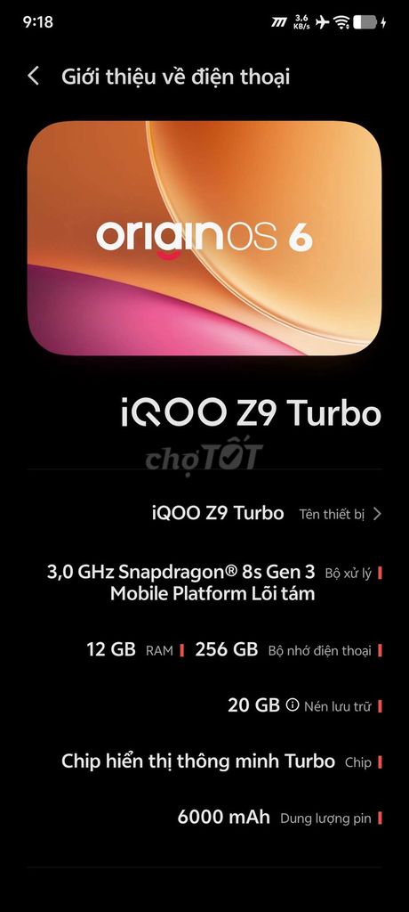 iQOO Z9 Turbo 256GB Đen. Mua bán Điện thoại tại Thành phố Vĩnh Long Vĩnh Long được đăng bởi HOÀNG PHÚC hình 1