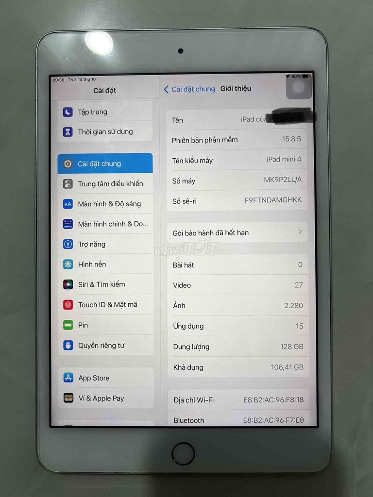 ipad mini 4 128gb. Mua bán Máy tính bảng tại Huyện Trảng Bom Đồng Nai được đăng bởi babenly hình 1