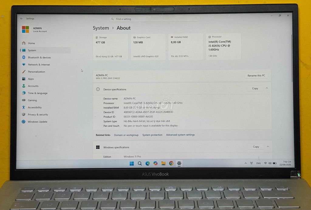 Laptop ASUS VivoBook i5-8265U SSD512g (giá 3700k). Mua bán Laptop tại Quận Tân Bình Tp Hồ Chí Minh được đăng bởi Chuyên Bán Đồ 2hand hình 1