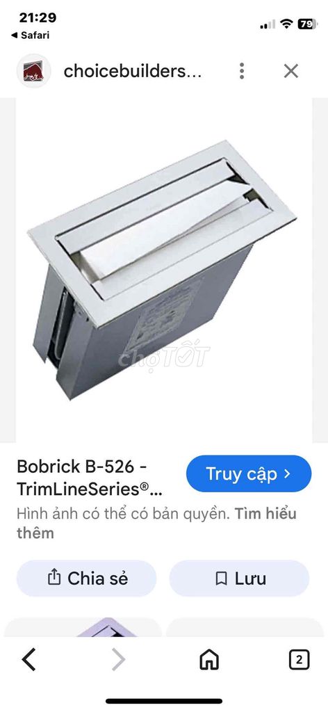Hộp đựng khăn giấy Bobrick B-526 Kim loại Bạc. Mua bán Thiết bị vệ sinh, nhà tắm tại Quận 11 Tp Hồ Chí Minh được đăng bởi kim hình 1