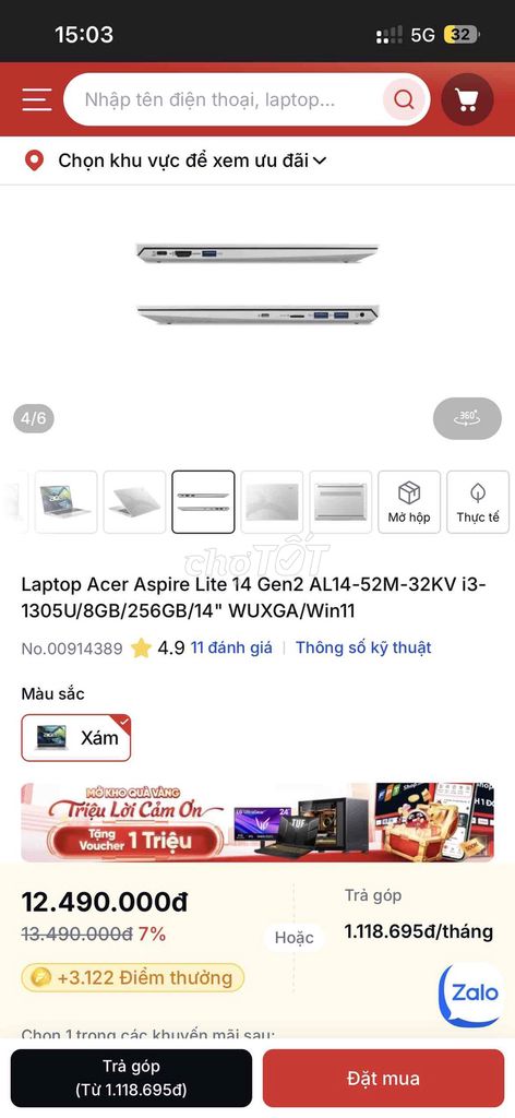 Acer Aspire Lite 14 i3 1305U 14 inch 8GB/256GB. Mua bán Laptop tại Thành phố Thuận An Bình Dương được đăng bởi Hoàng hình 1