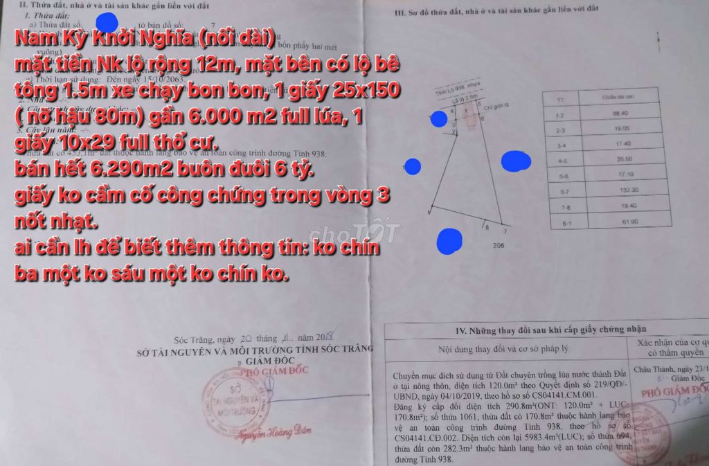 ĐẤT Nam Kỳ khỡi Nghĩa dt LỚN. Mua bán Đất tại Huyện Châu Thành Sóc Trăng được đăng bởi Toàn Ngô hình 3