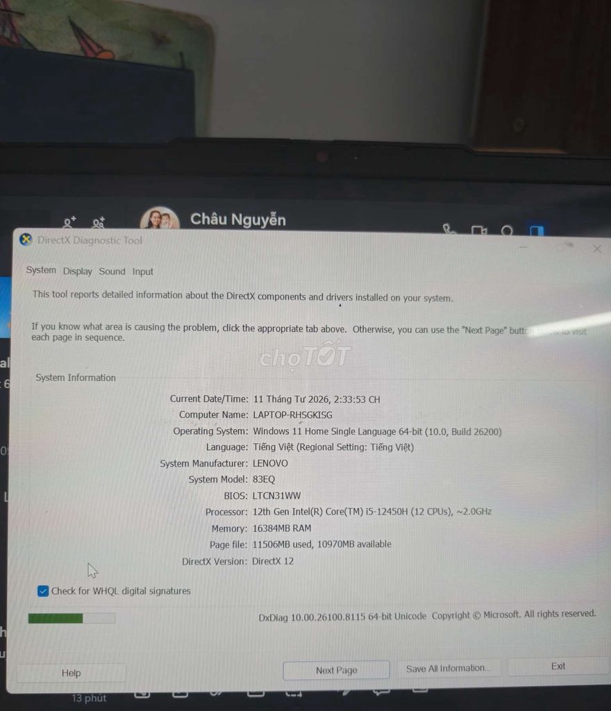 Lenovo IdeaPad Slim 3 i5-12450H 16GB. Mua bán Laptop tại Quận Gò Vấp Tp Hồ Chí Minh được đăng bởi Trần Ngọc Thúy hình 1