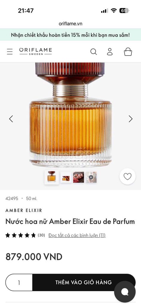 Nước hoa Oriflame Amber Elixir Nữ. Mua bán Nước hoa tại Quận 12 Tp Hồ Chí Minh được đăng bởi Mỹ Mỹ hình 1