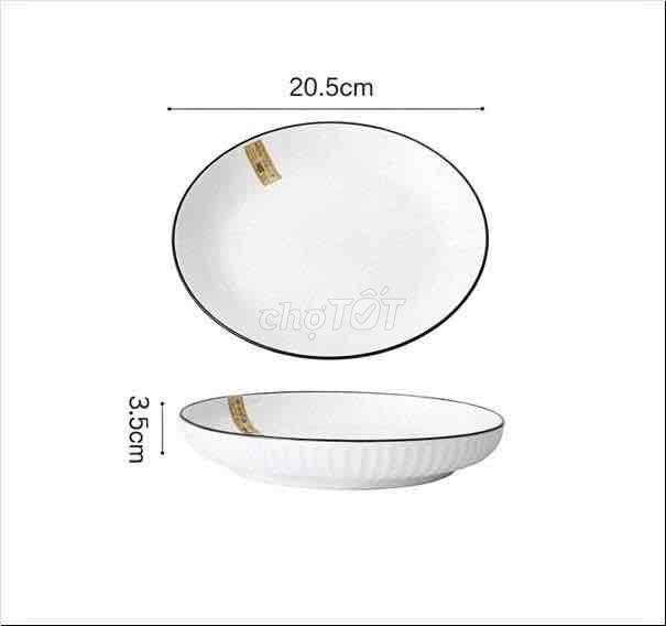 Đĩa ăn Gốm sứ Trắng Đen 8 inch. Mua bán Dụng cụ nhà bếp tại Thành phố Hà Tĩnh Hà Tĩnh được đăng bởi Đại Lý Quang Trung hình 1