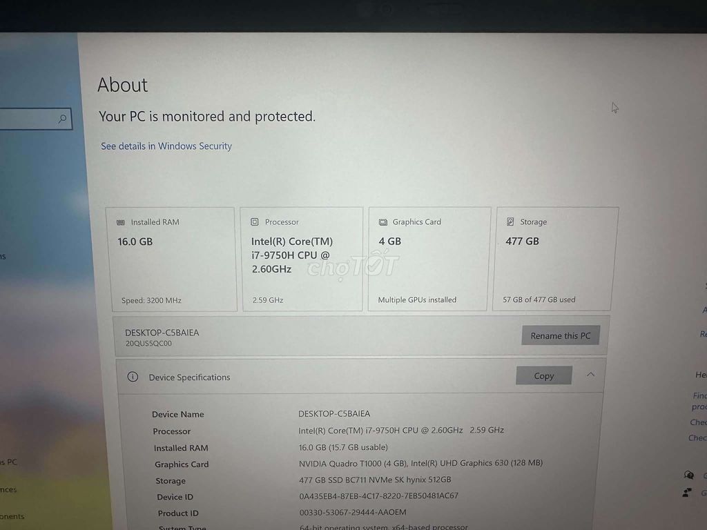 Lenovo ThinkPad P1 Gen 2 i7-9750H 16GB/512GB. Mua bán Laptop tại Thành phố Long Xuyên An Giang được đăng bởi Phú hình 1