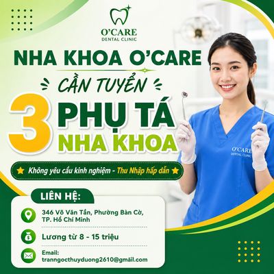 TUYỂN DỤNG 4 PHỤ TÁ NHA KHOA