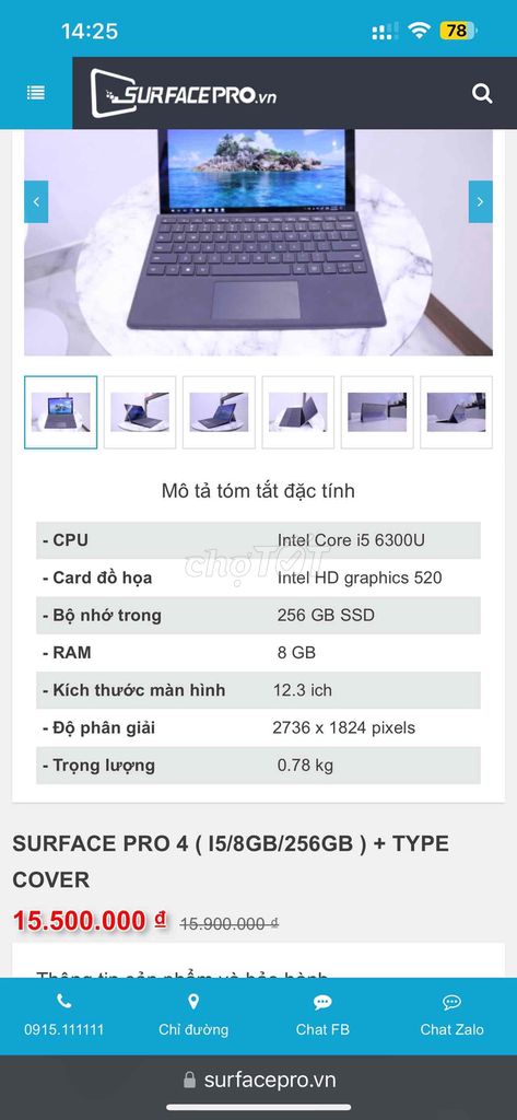 Surface Pro4 i5 gen6 8/256 màn hình 2k full c.năng
