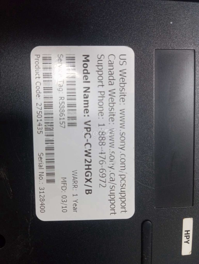 Sony VPC-CW2HGX/B Đen Hư màn hình. Mua bán Laptop tại Quận Tân Bình Tp Hồ Chí Minh được đăng bởi lê quang phong hình 1