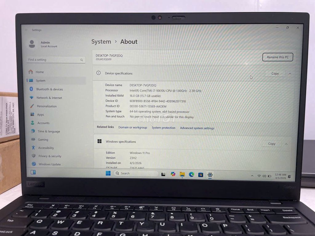 ThinkPad X1 Carbon i7-10610U 14 inch 16GB/512GB. Mua bán Laptop tại Quận Đống Đa Hà Nội được đăng bởi Nguyễn Xuân Phương hình 1