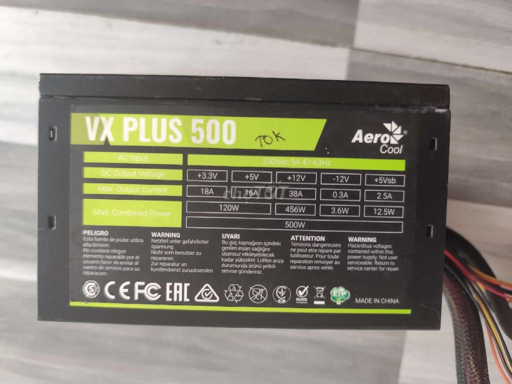 Nguồn máy tính Aerocool VX Plus 500 Đen Đã sử dụng. Mua bán Linh kiện (RAM, Card...) tại Thị xã Hoài Nhơn Bình Định được đăng bởi bán tùm lum hình 1