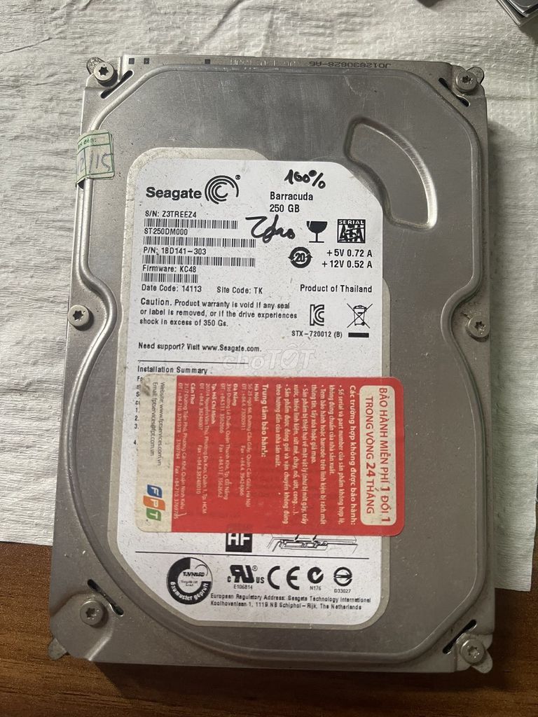 Ổ cứng HDD Seagate Barracuda 250GB sk 100%. Mua bán Linh kiện (RAM, Card...) tại Quận Hải Châu Đà Nẵng được đăng bởi Baxiqua hình 1