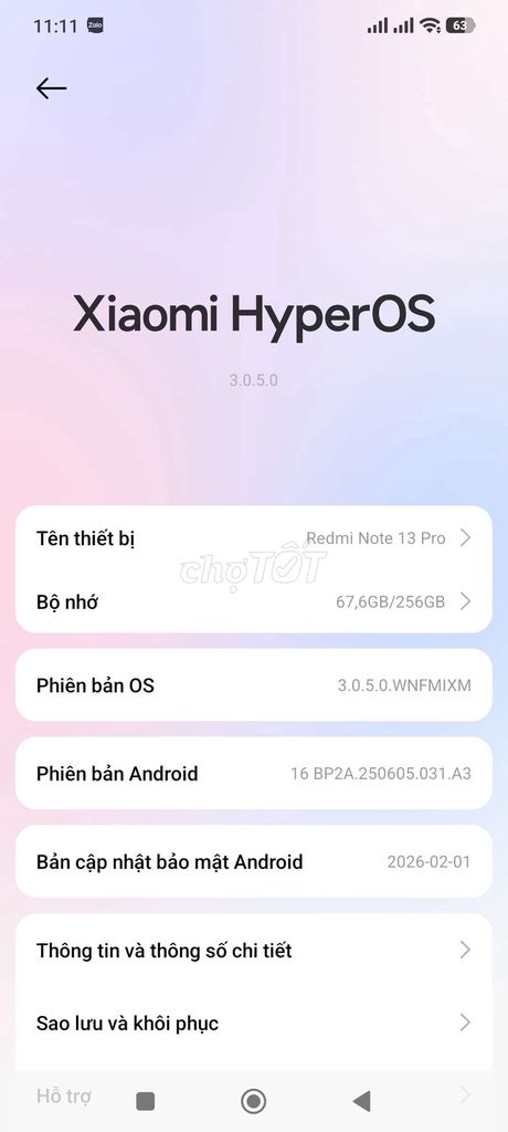 Xiaomi Redmi Note 13 Pro 12gb/256GB Thanh lý. Mua bán Điện thoại tại Huyện Hóc Môn Tp Hồ Chí Minh được đăng bởi Mr Hai hình 1