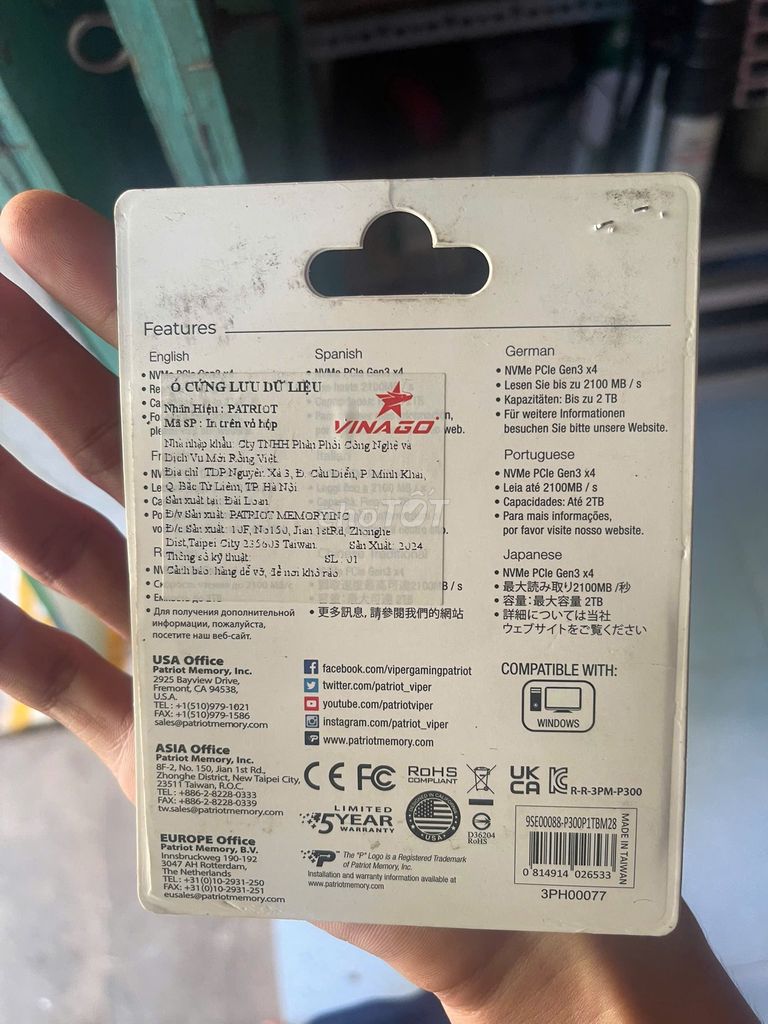 Ổ cứng SSD Patriot P300 1TB NVMe new. Mua bán Linh kiện (RAM, Card...) tại Thành phố Bến Tre Bến Tre được đăng bởi Tô Việt Chương hình 1