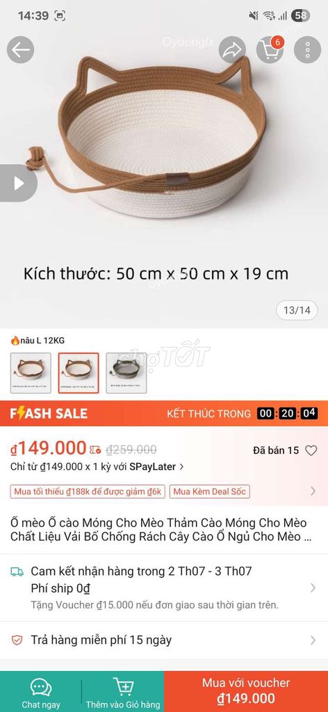 Pass lại ổ cào móng cho mèo mới mua 9 ngày