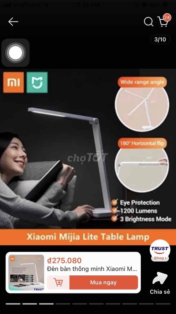 Đèn học chống cận Xiaomi Mijia mới đẹp ít sử dụng