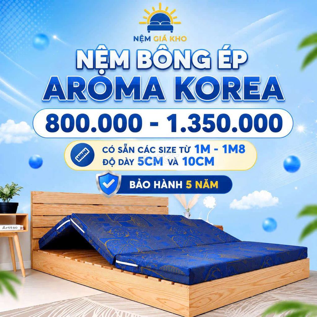 Nệm bông ép Aroma Korea 1m - 1m8. Mua bán Giường, chăn ga gối nệm tại Thành phố Ngã Bảy Hậu Giang được đăng bởi Nem Gia Kho hình 1