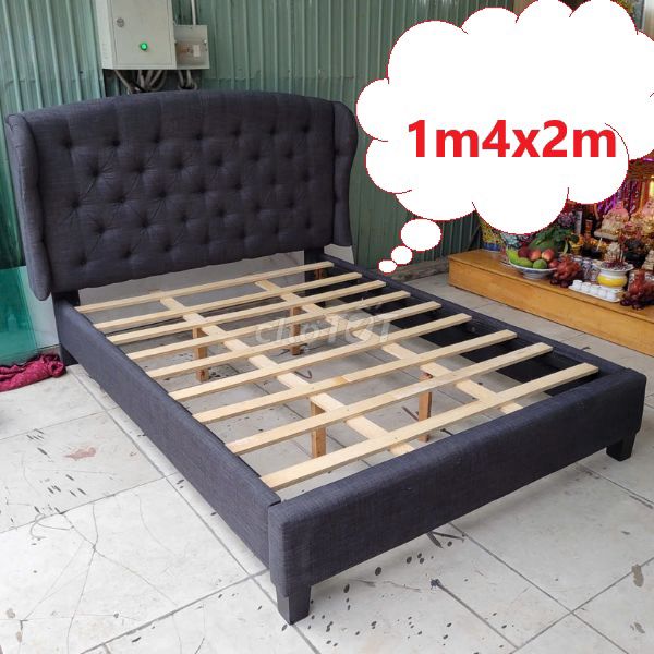 Giường ngủ bọc vải,giường bọc nệm 1m4 mới 90%. Mua bán Giường, chăn ga gối nệm tại Quận Gò Vấp Tp Hồ Chí Minh được đăng bởi PHÚ NHÀN NỘI THẤT THANH LÝ SÀI GÒN hình 1
