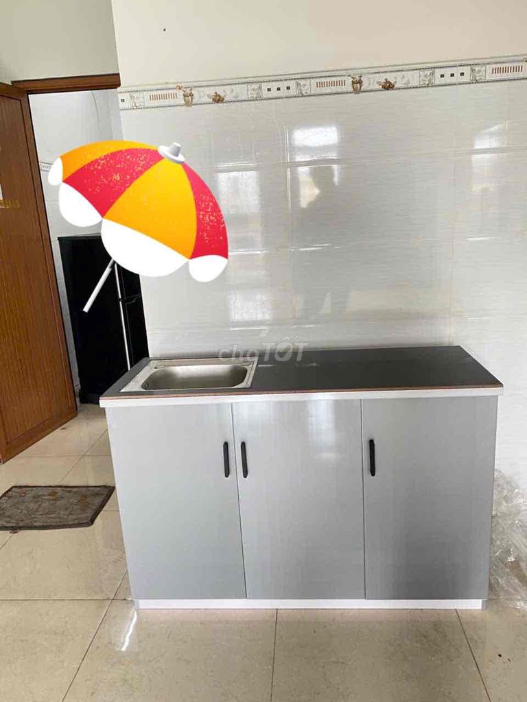 Bếp Nhựa 1m2_tủ bếp nhựa ĐL kt 1m2_sẵn bồn đơn new