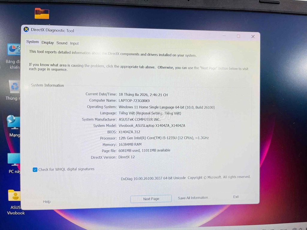 Asus Vivobook X1404ZA i5-1235U 14 inch 16GB/500GB. Mua bán Laptop tại Quận Đống Đa Hà Nội được đăng bởi Tuyết Nguyễn hình 1