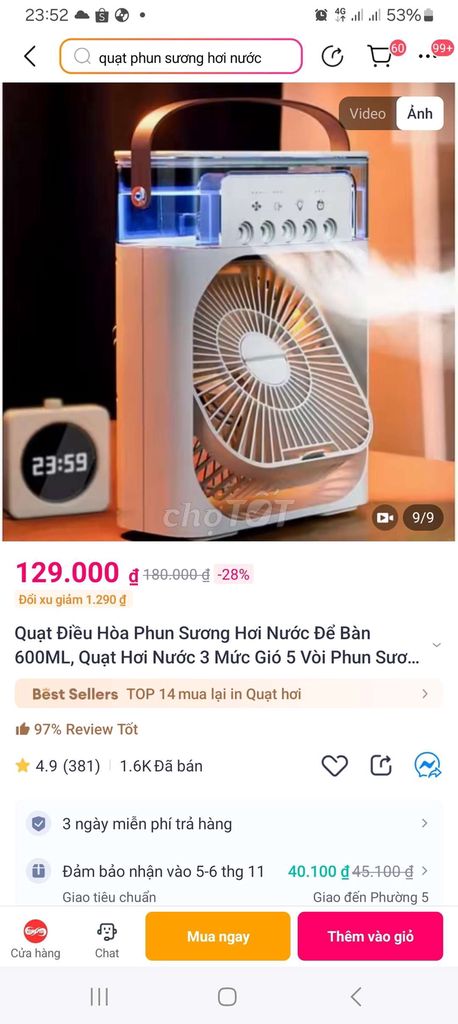 Quạt phung sương mini và quạt tích điện