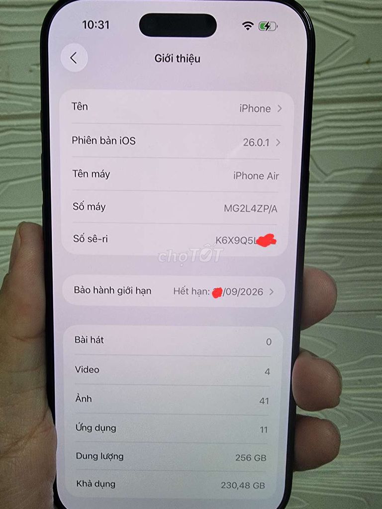 BÁN IPHONE 17 AIR 256GB ĐEN BH T9/2026. Mua bán Điện thoại tại Quận 11 Tp Hồ Chí Minh được đăng bởi Baydon78 hình 1
