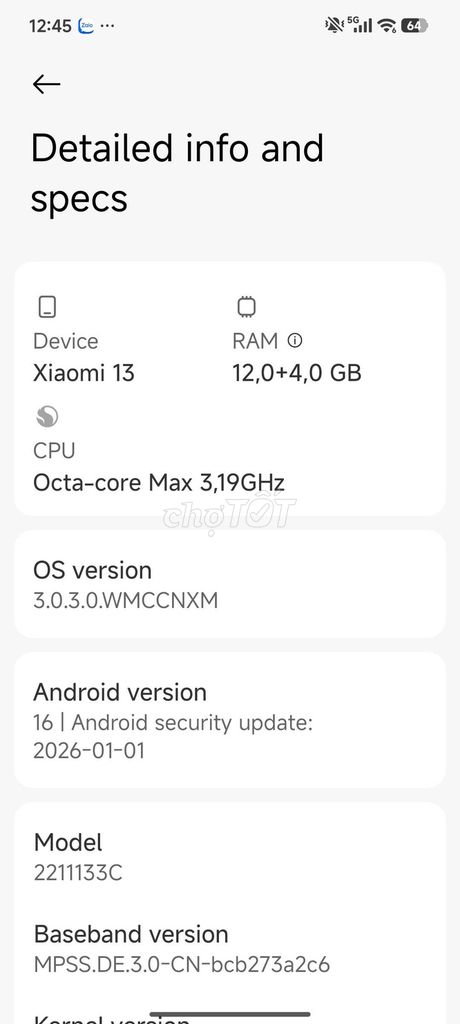 Xiaomi 13 256GB Xám. Mua bán Điện thoại tại Huyện Vĩnh Tường Vĩnh Phúc được đăng bởi hoàng anh hình 1