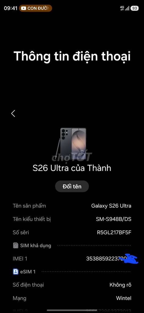 Samsung Galaxy S26 Ultra Đen gl ngang dòng . Mua bán Điện thoại tại Quận Bình Tân Tp Hồ Chí Minh được đăng bởi Thành hình 1