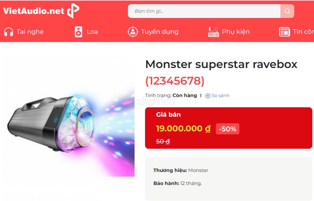 Loa Monster Superstar Ravebox tặng kèm 2 đèn nền