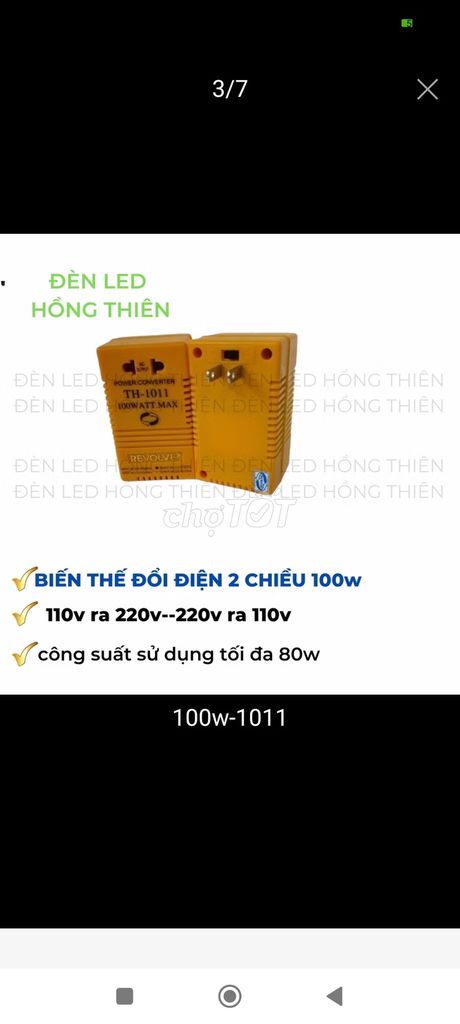 Biến thế Revolve TH-1011 100W 110V ra 220V. Mua bán Đồ chuyên dụng, Giống nuôi trồng tại Quận 8 Tp Hồ Chí Minh được đăng bởi CUNG TAT DUC hình 1