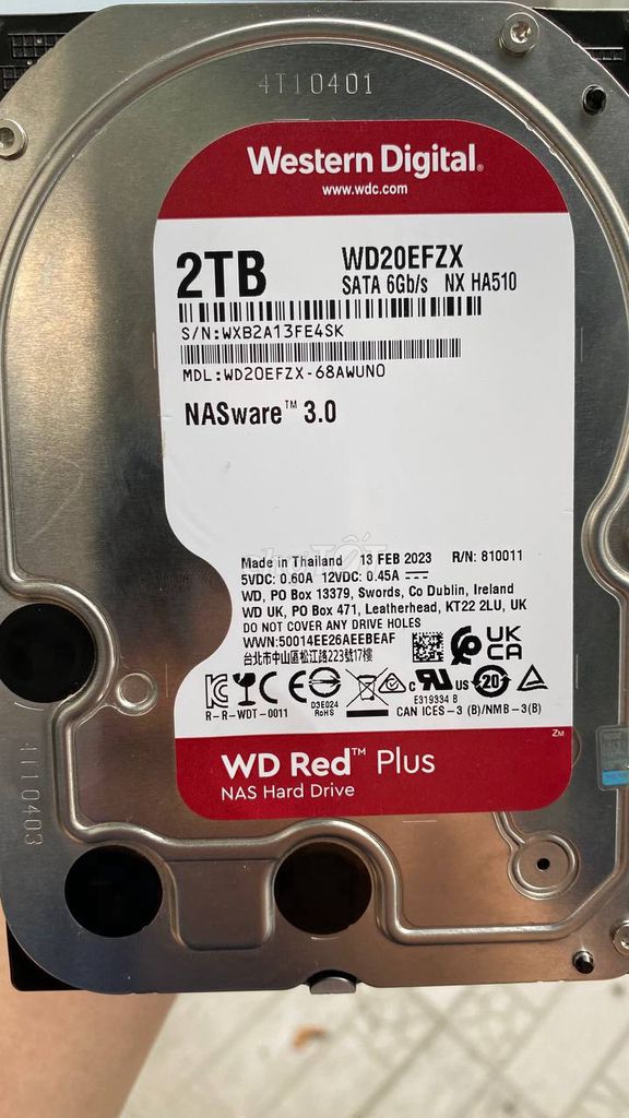 HDD WD Red Plus 2TB, như mới, còn bảo hành 2026