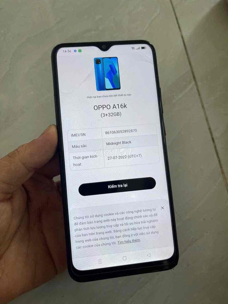 Oppo A16K 3/32GB android 11 2sim xài Full Ngon. Mua bán Điện thoại tại Quận 8 Tp Hồ Chí Minh được đăng bởi điện thoại giá rẻ  hình 1
