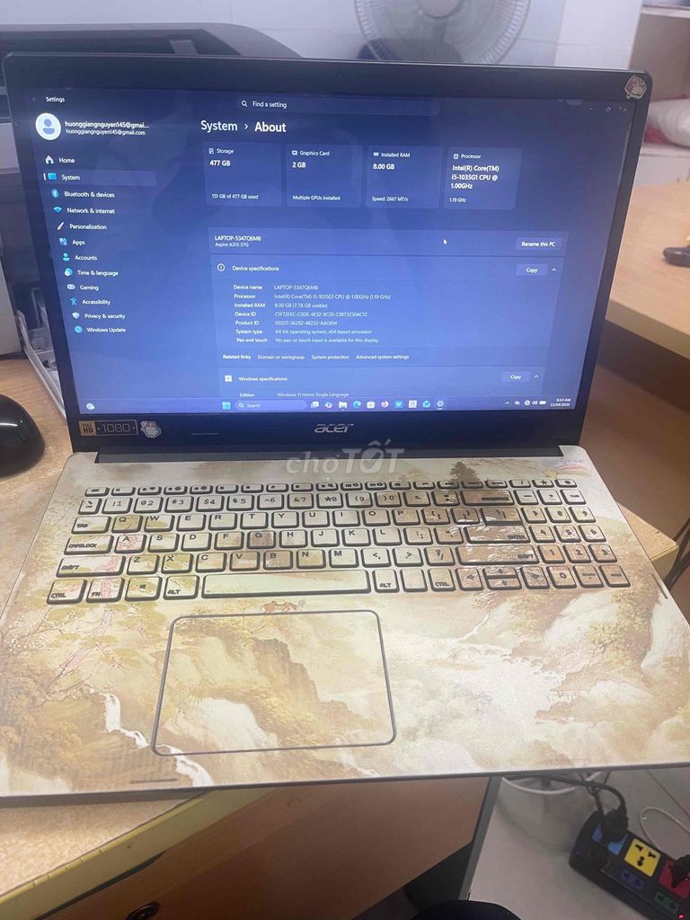 Acer Aspire A315-57G i5-1035G1 8GB/477GB. Mua bán Laptop tại Quận Hải Châu Đà Nẵng được đăng bởi Nguyễn Văn Quý hình 1