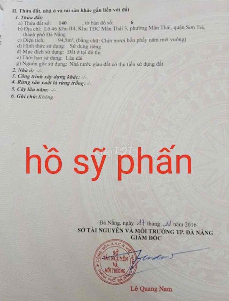 MÌNH CẦN BÁN LÔ ĐẤT MT 7m5 HỒ SĨ PHẤN CẠNH CÔNG VIÊN