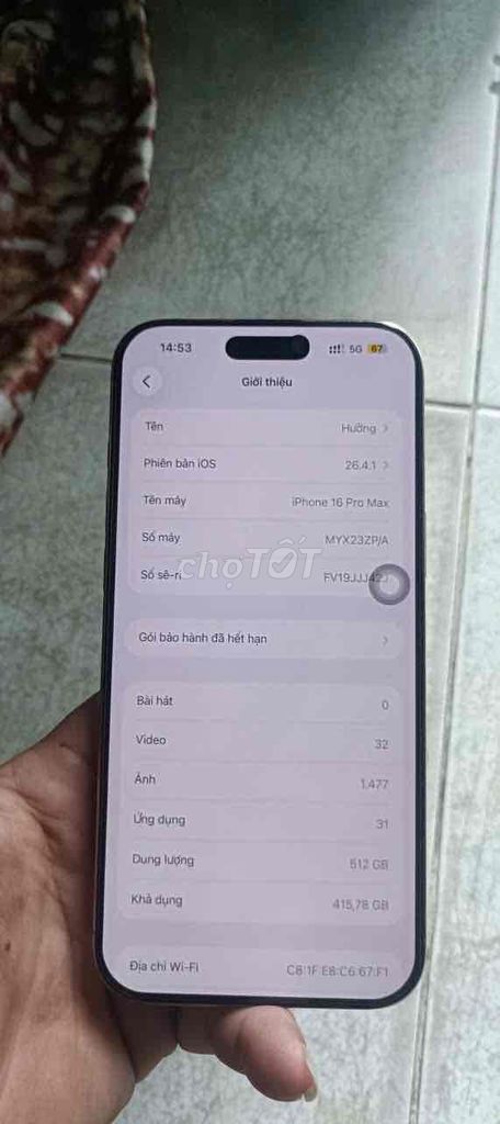 iPhone 16 Pro Max 512GB Vàng. Mua bán Điện thoại tại Thành phố Dĩ An Bình Dương được đăng bởi lê hưởng hình 1