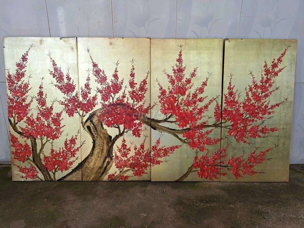 bộ tranh sơn mài 4 tấm xưa 60cm X 117cm