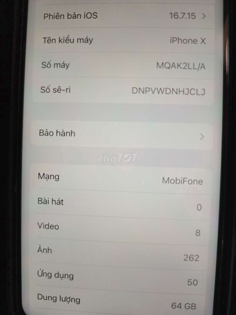 Apple iPhone X 64GB Trắng. Mua bán Điện thoại tại Huyện Thủ Thừa Long An được đăng bởi Quang Phu hình 1