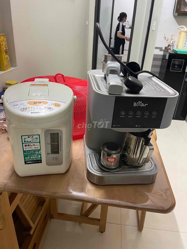 Máy pha cà phê Bear Xám và bình thuỷ zojirushi 2.2. Mua bán Bếp, lò, đồ điện nhà bếp tại Huyện Gia Lâm Hà Nội được đăng bởi Lê Trường hình 1